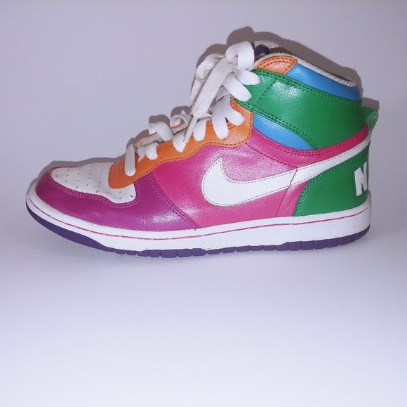 multi colored nike high tops